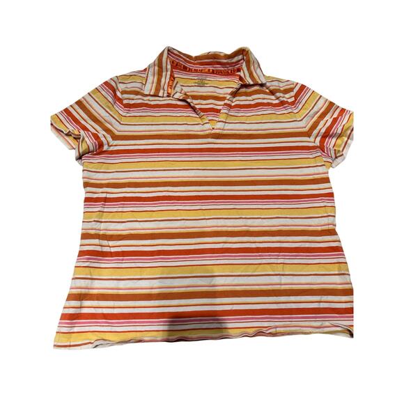 Venezia Tops - Venezia Women's Plus 14/16 Orange Striped Polo Top Preppy Retro